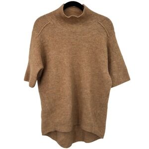 Humanoid Loris Camel Kid Mohair Wool Blend Mock Neck Short Sleeve Sweater Size M